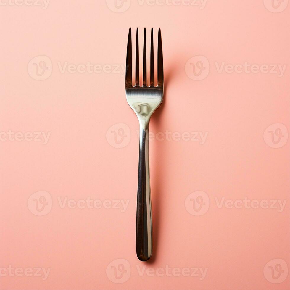 AI generated Silver steel fork isolated on a light background - AI generated image photo