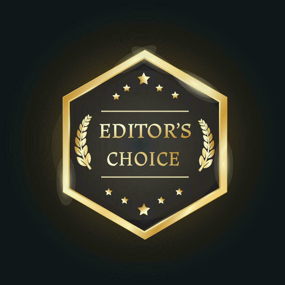 vector editor's choice golden label on black background