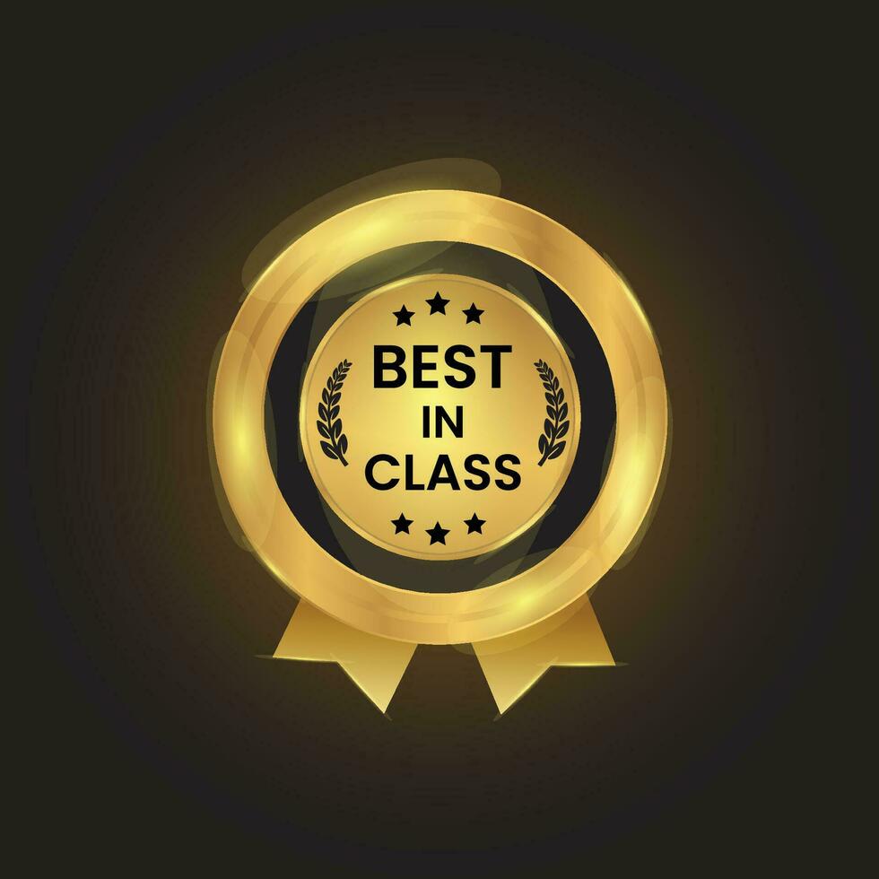 vector best in class golden label on black background