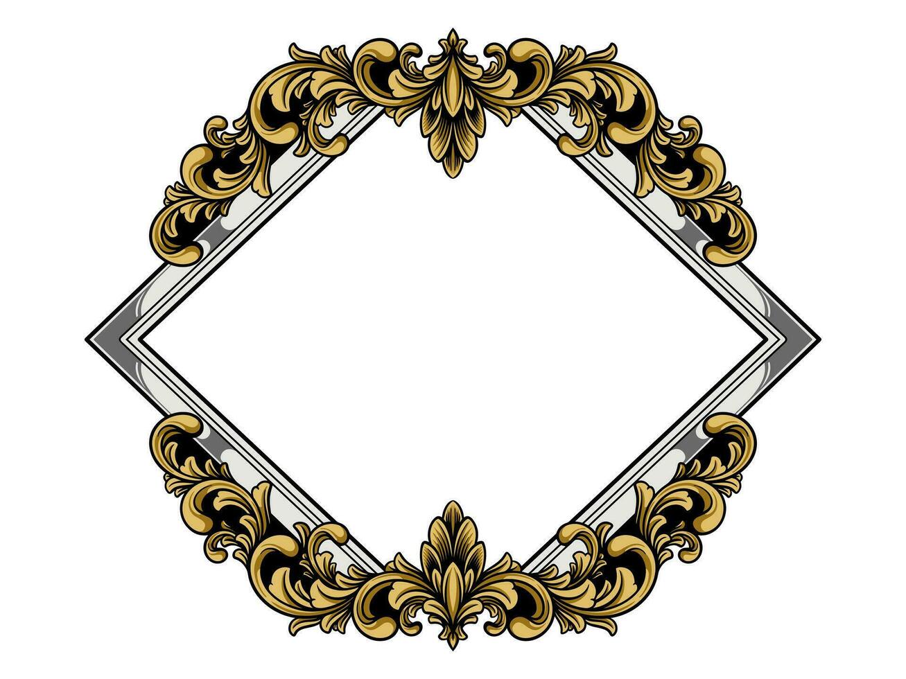 Ornate Frame Swirl Gold silver vector