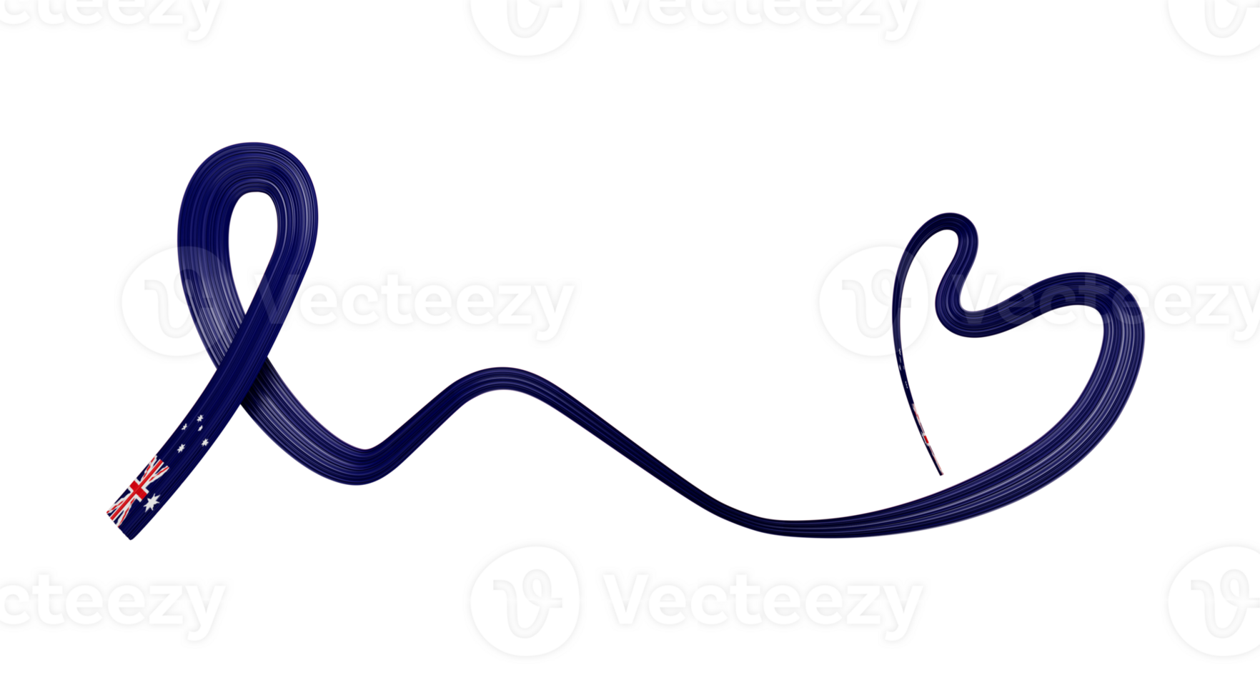 Australian flag heart shaped ribbon 3d illustration png