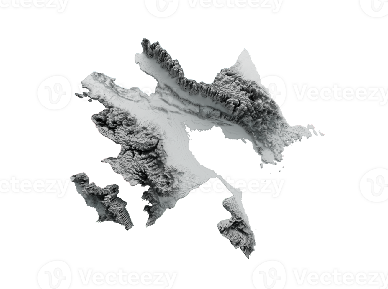 Azerbaijan Map Shaded relief Color Height map  3d illustration png