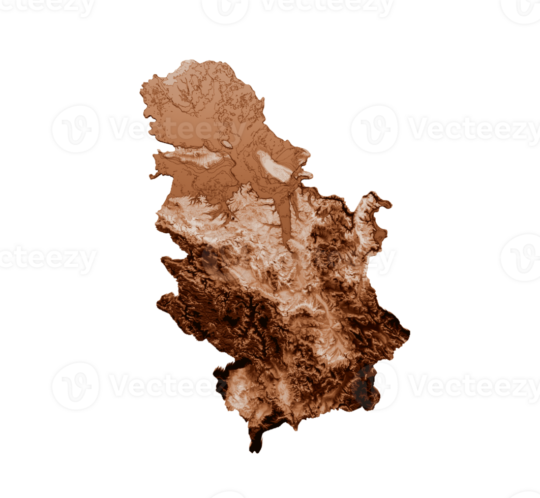 Map of Serbia in old style, brown graphics in a retro style Vintage Style. High detailed 3d illustration png