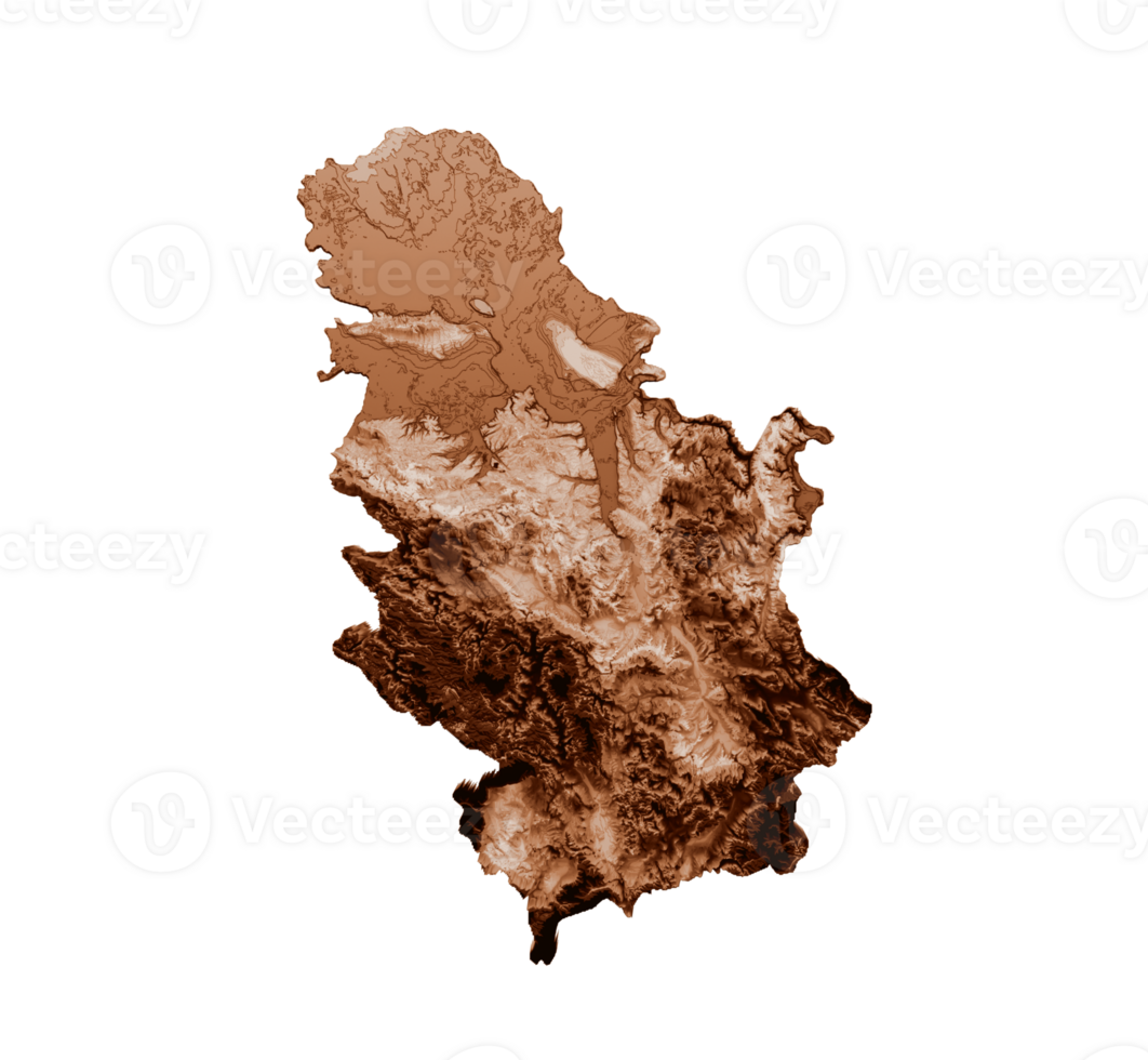 mapa de serbia en estilo antiguo, gráficos marrones en un estilo retro vintage. alta ilustración 3d detallada png
