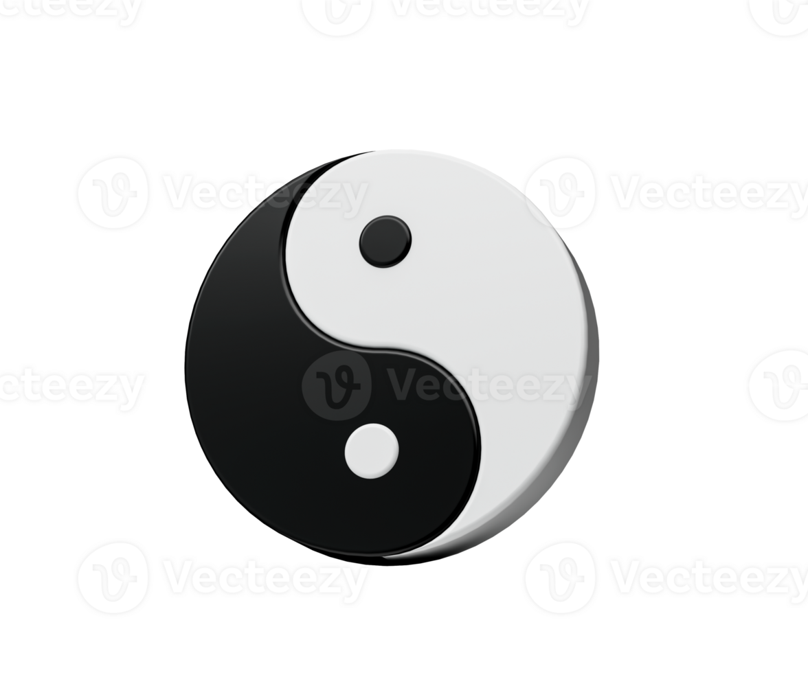3d nero e bianca yin e yang simbolo di armonia e equilibrio , 3d illustrazione png
