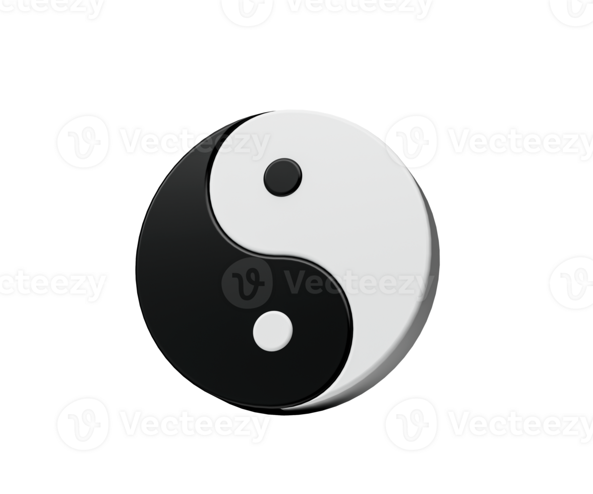 3d Black And White Yin And Yang Symbol of Harmony And Balance , 3d illustration png