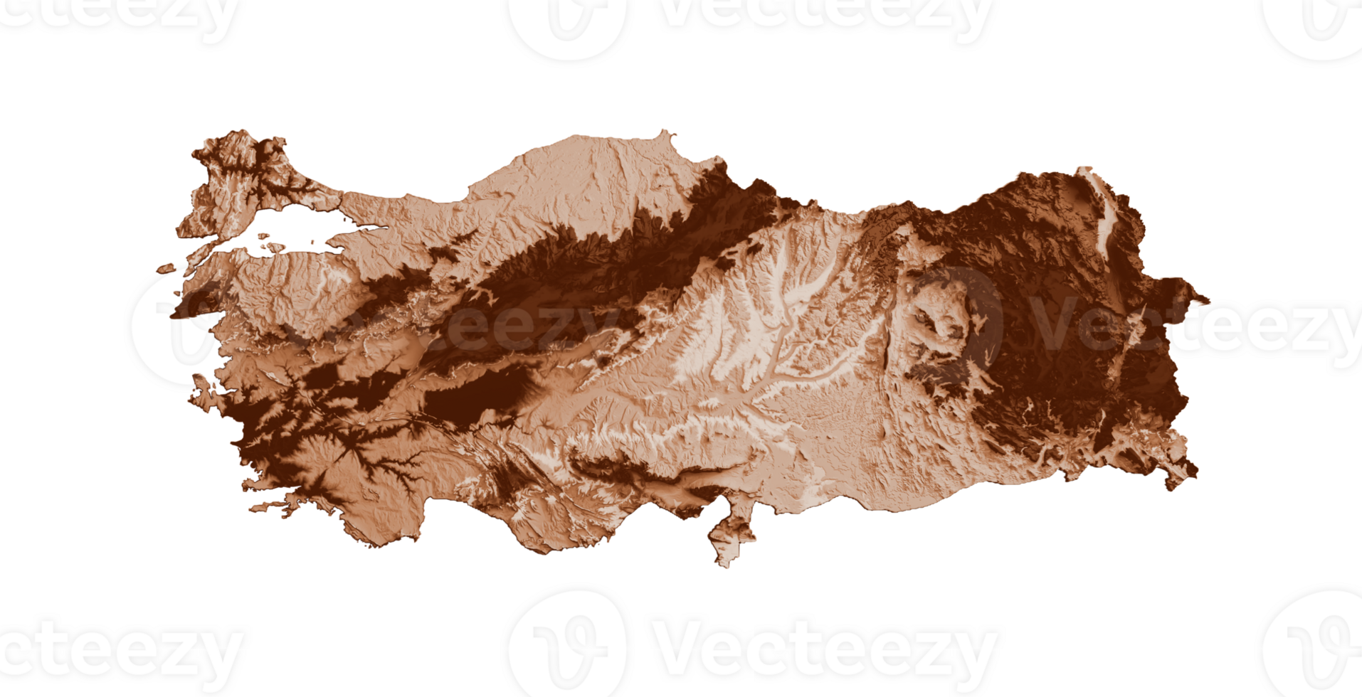 Map of Turkey in old style, brown graphics in a retro style Vintage Style. High detailed 3d illustration png