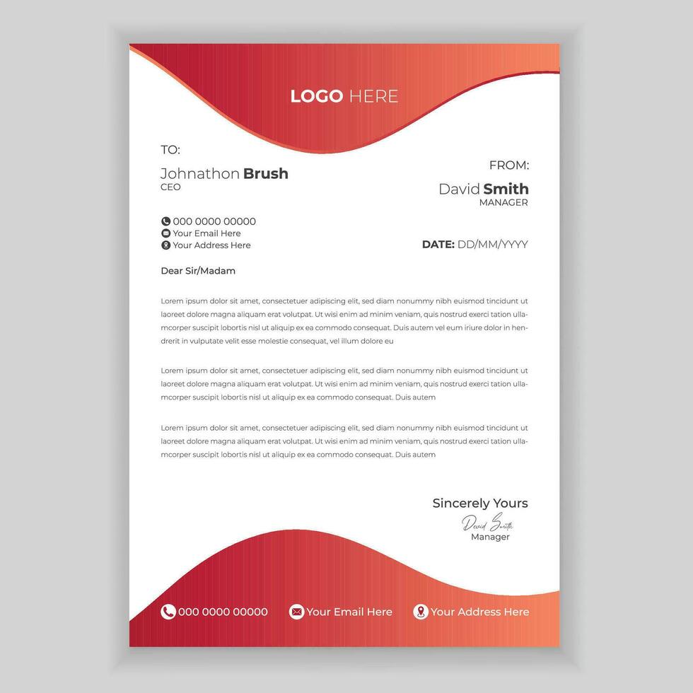 Corporate modern letterhead design template. Business letterhead design. vector