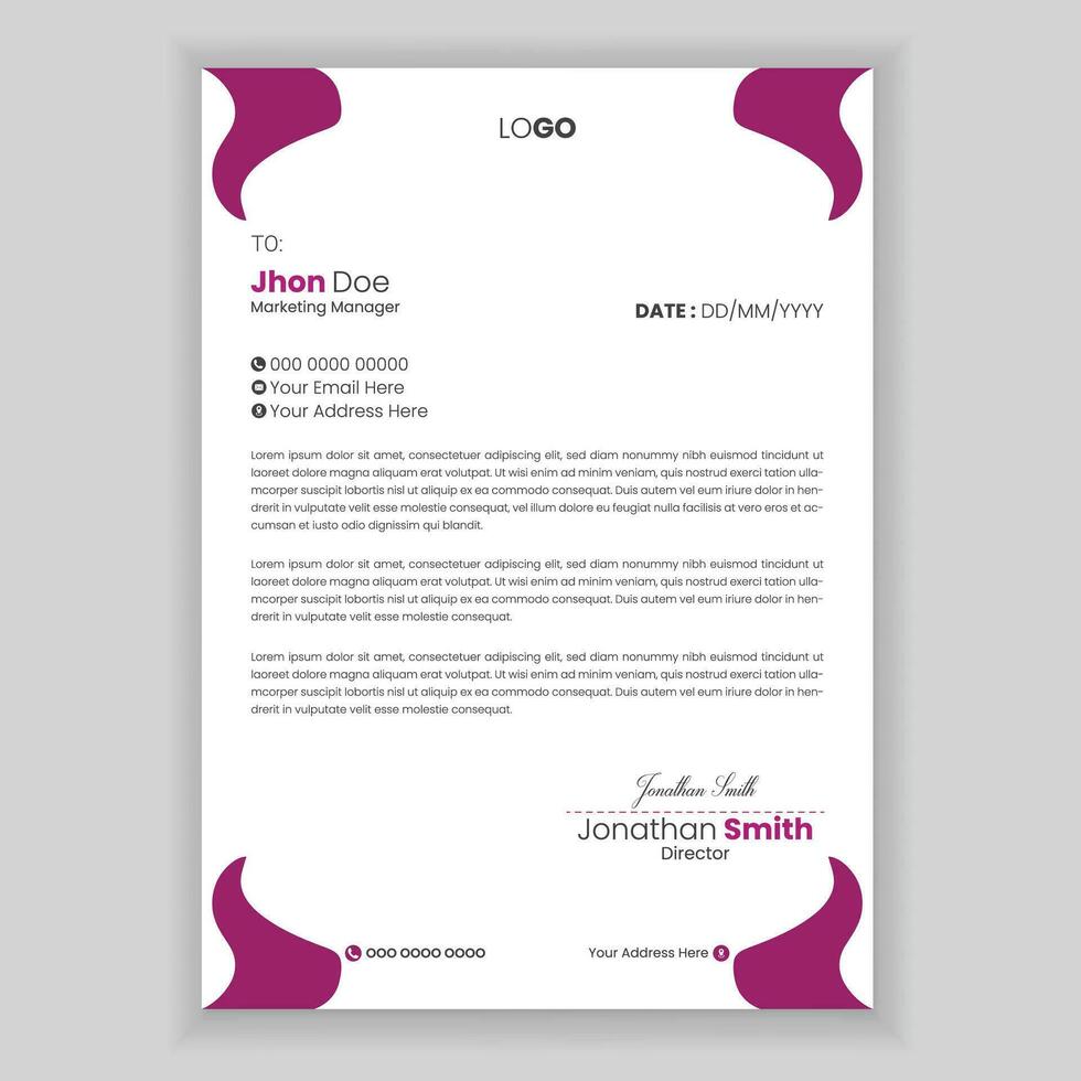 Official minimal creative abstract professional letterhead design template. vector