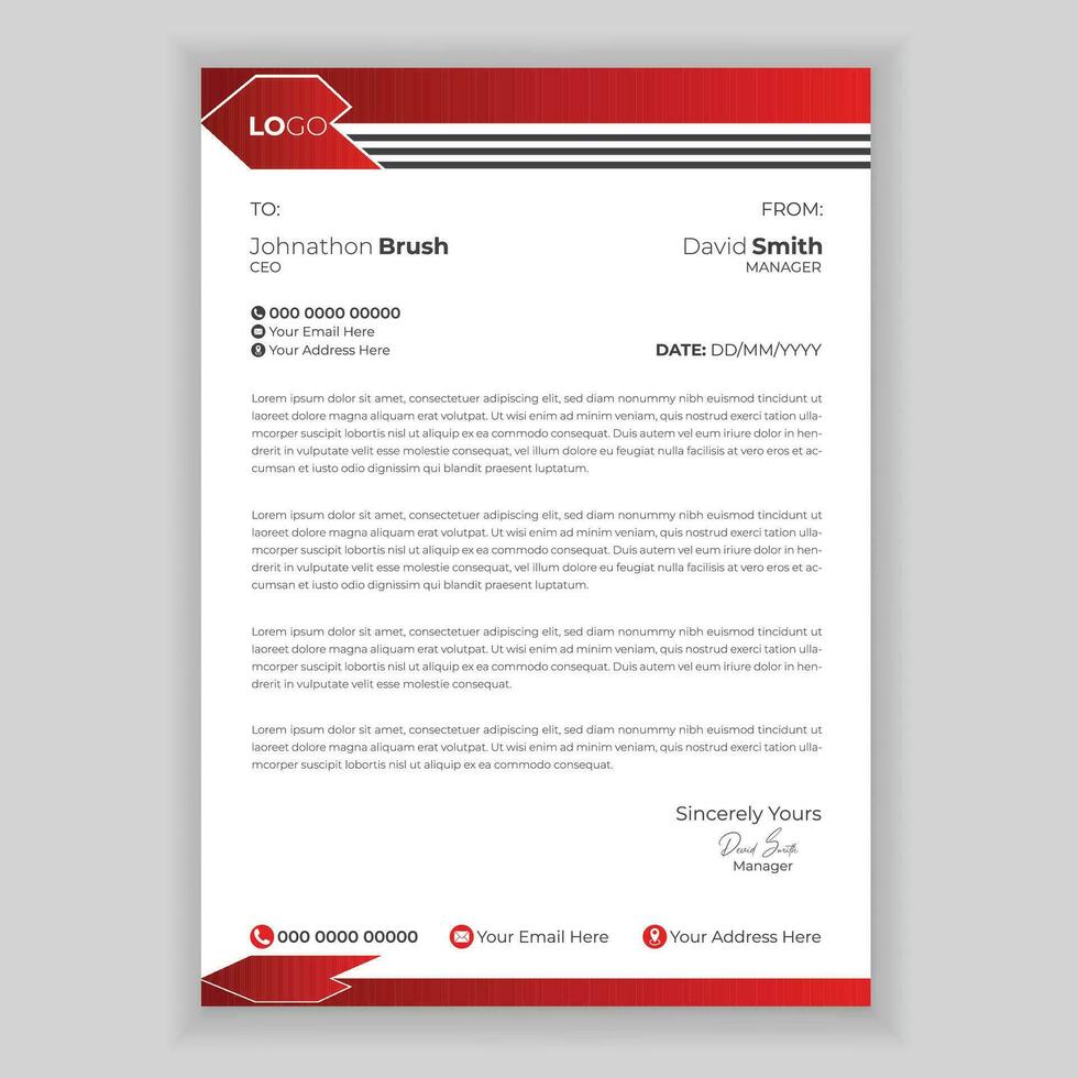 Corporate modern letterhead design template. Business letterhead design. vector