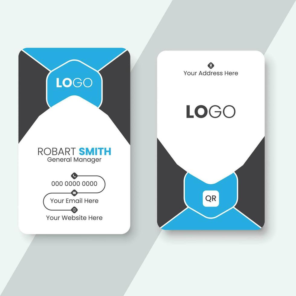 Vertical business card print template. Personal business card design. vector