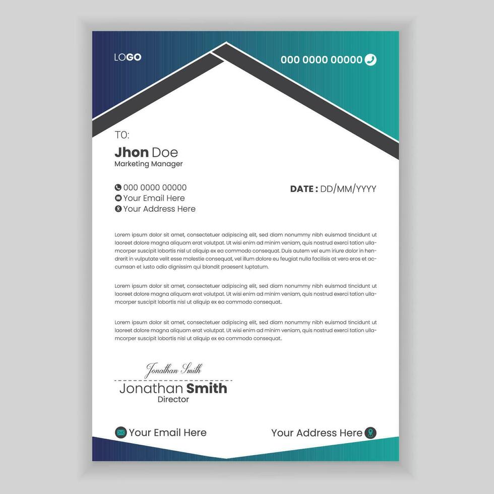 Official minimal creative abstract professional letterhead design template. vector