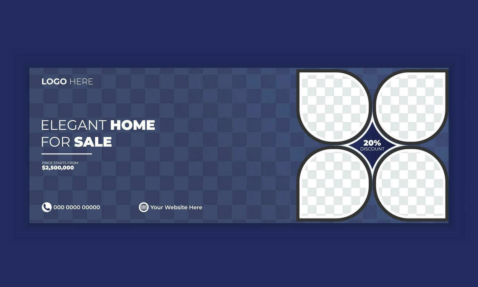 Real estate social media cover photo banner design template. vector