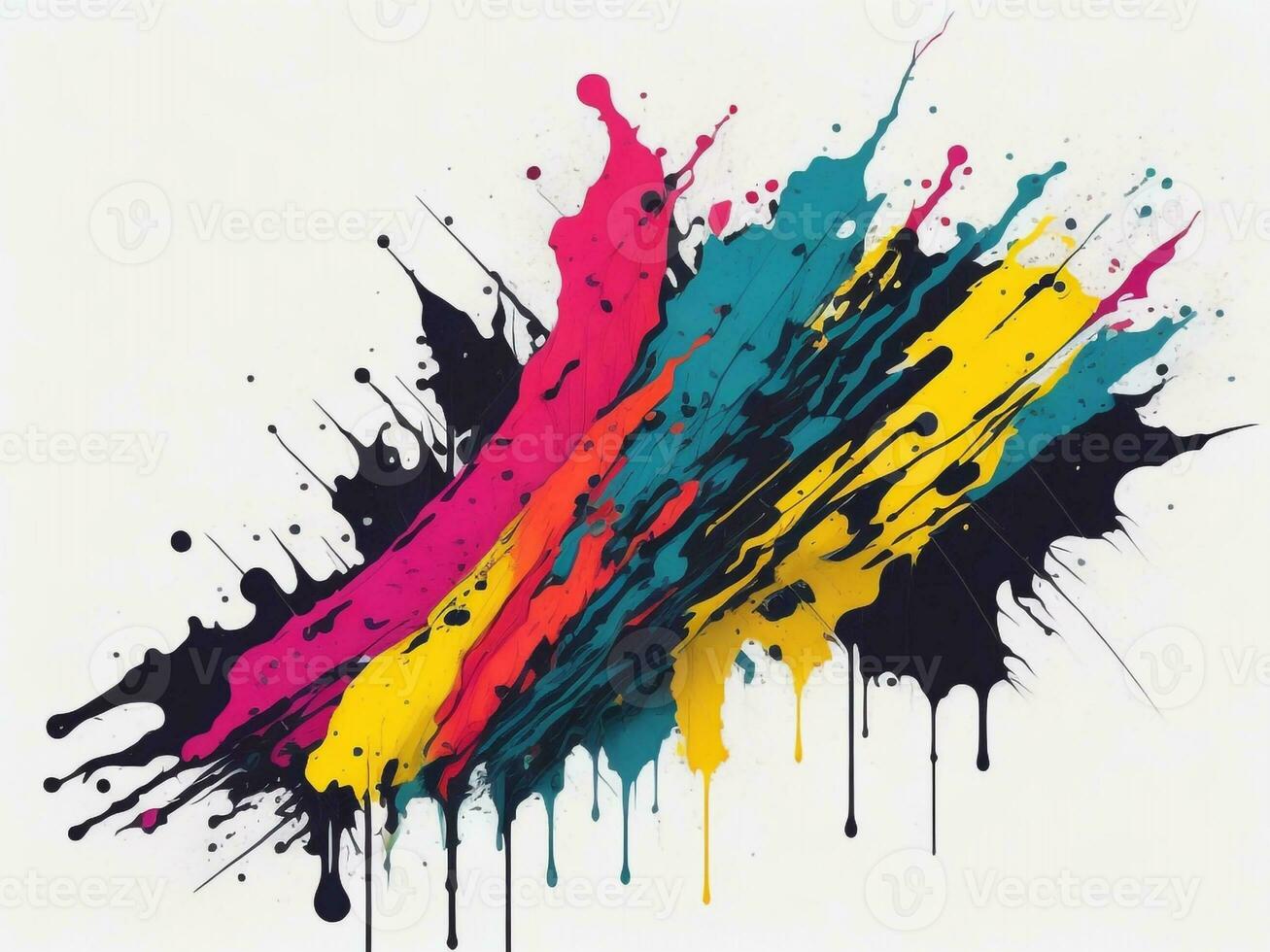 AI generated Abstract colorful splatter, paint, brush strokes watercolor, stain grunge isolated on clear background, colored spray, With different colors photo