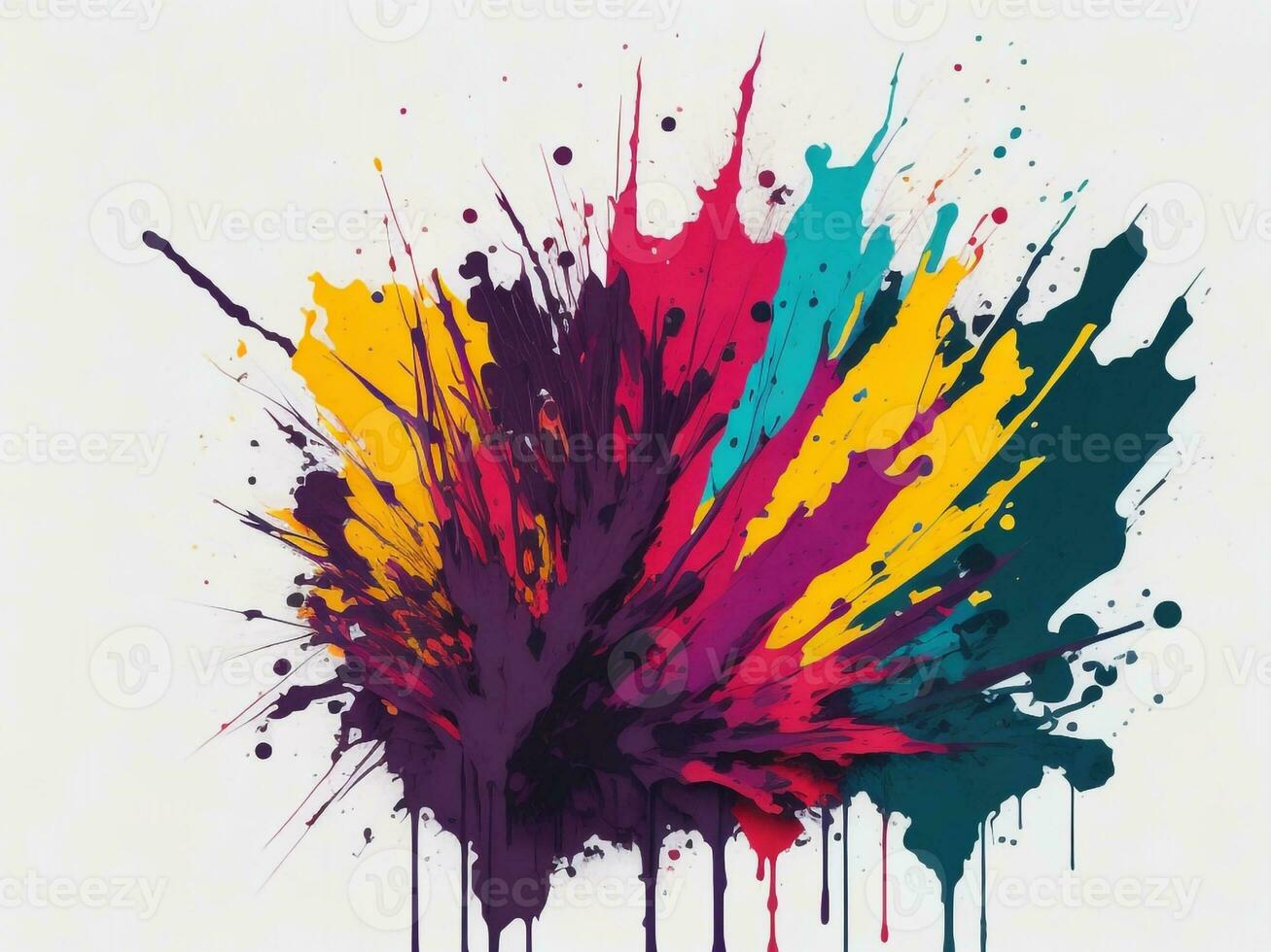 AI generated Abstract colorful splatter, paint, brush strokes watercolor, stain grunge isolated on clear background, colored spray, With different colors photo