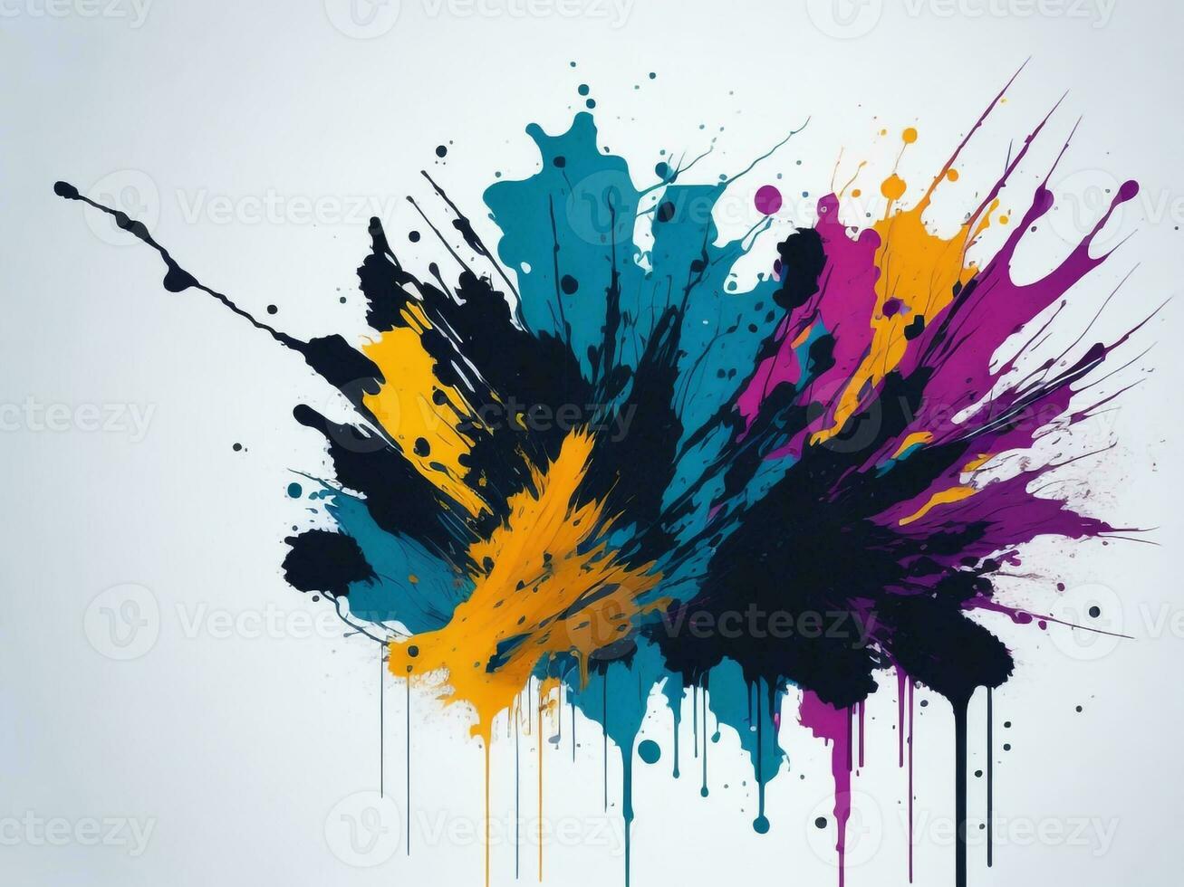 AI generated Abstract colorful splatter, paint, brush strokes watercolor, stain grunge isolated on clear background, colored spray, With different colors photo