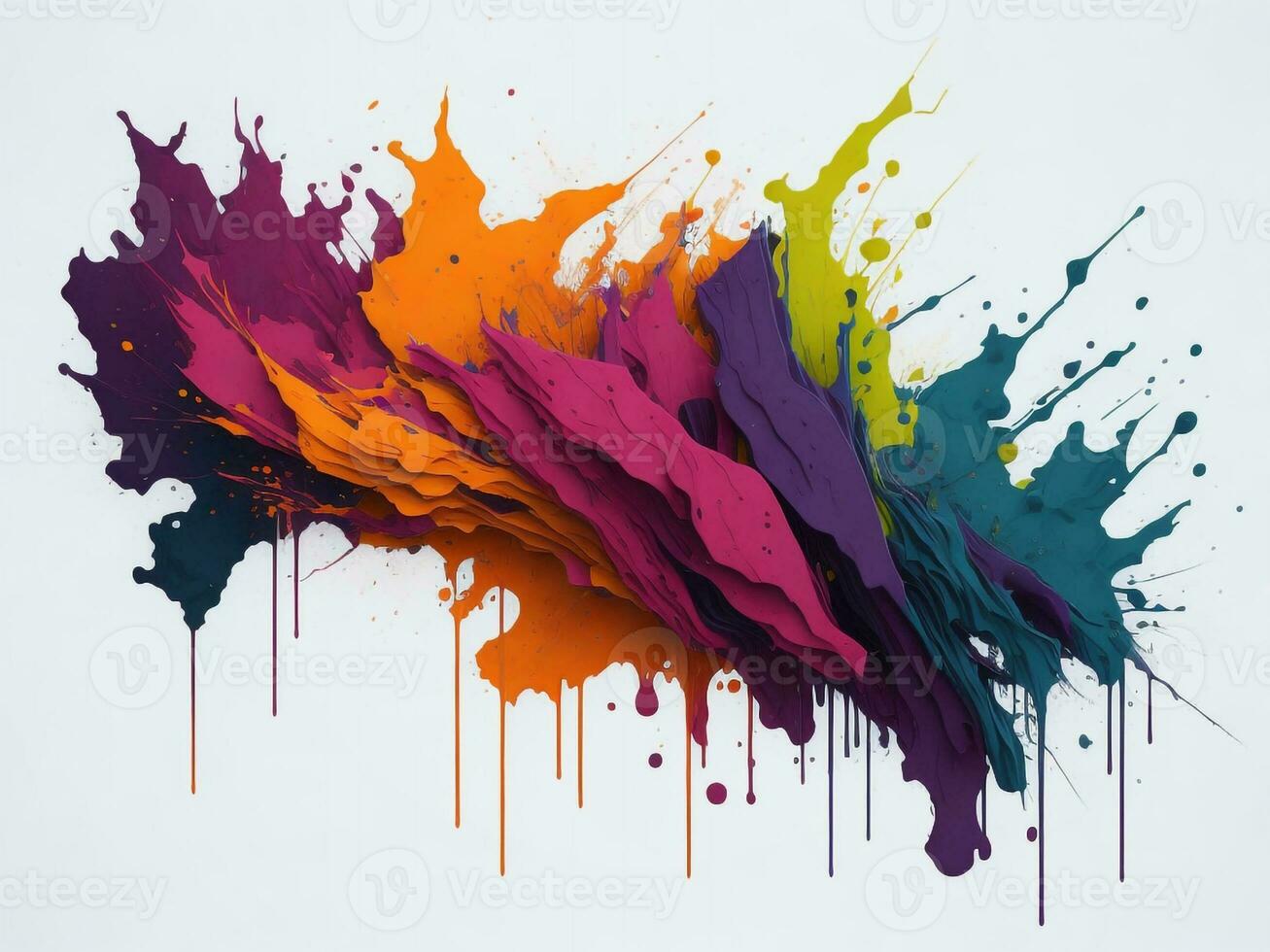 AI generated Abstract colorful splatter, paint, brush strokes watercolor, stain grunge isolated on clear background, colored spray, With different colors photo