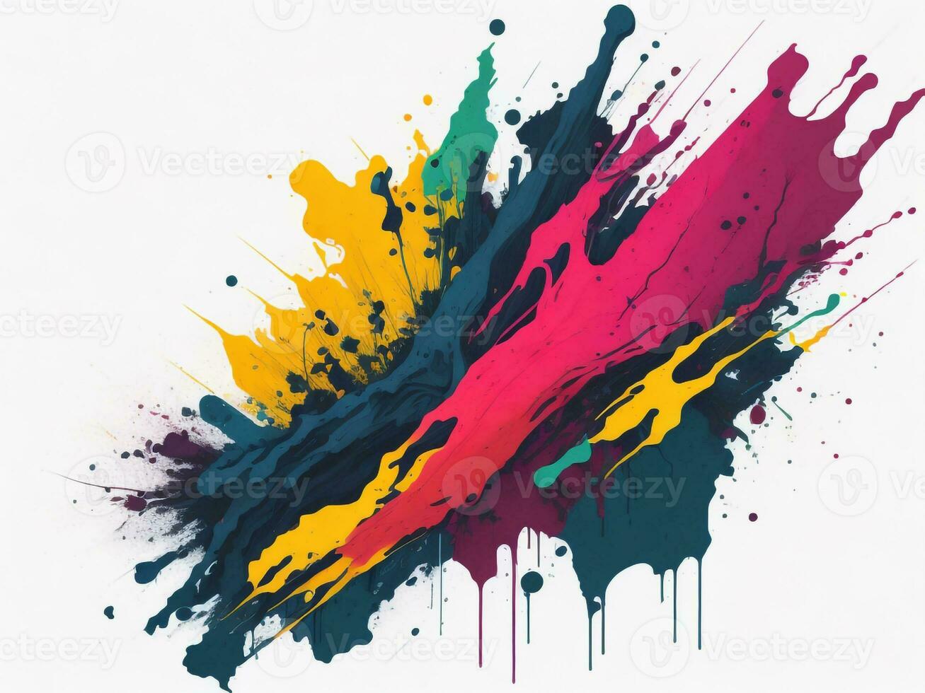 AI generated Abstract colorful splatter, paint, brush strokes watercolor, stain grunge isolated on clear background, colored spray, With different colors photo