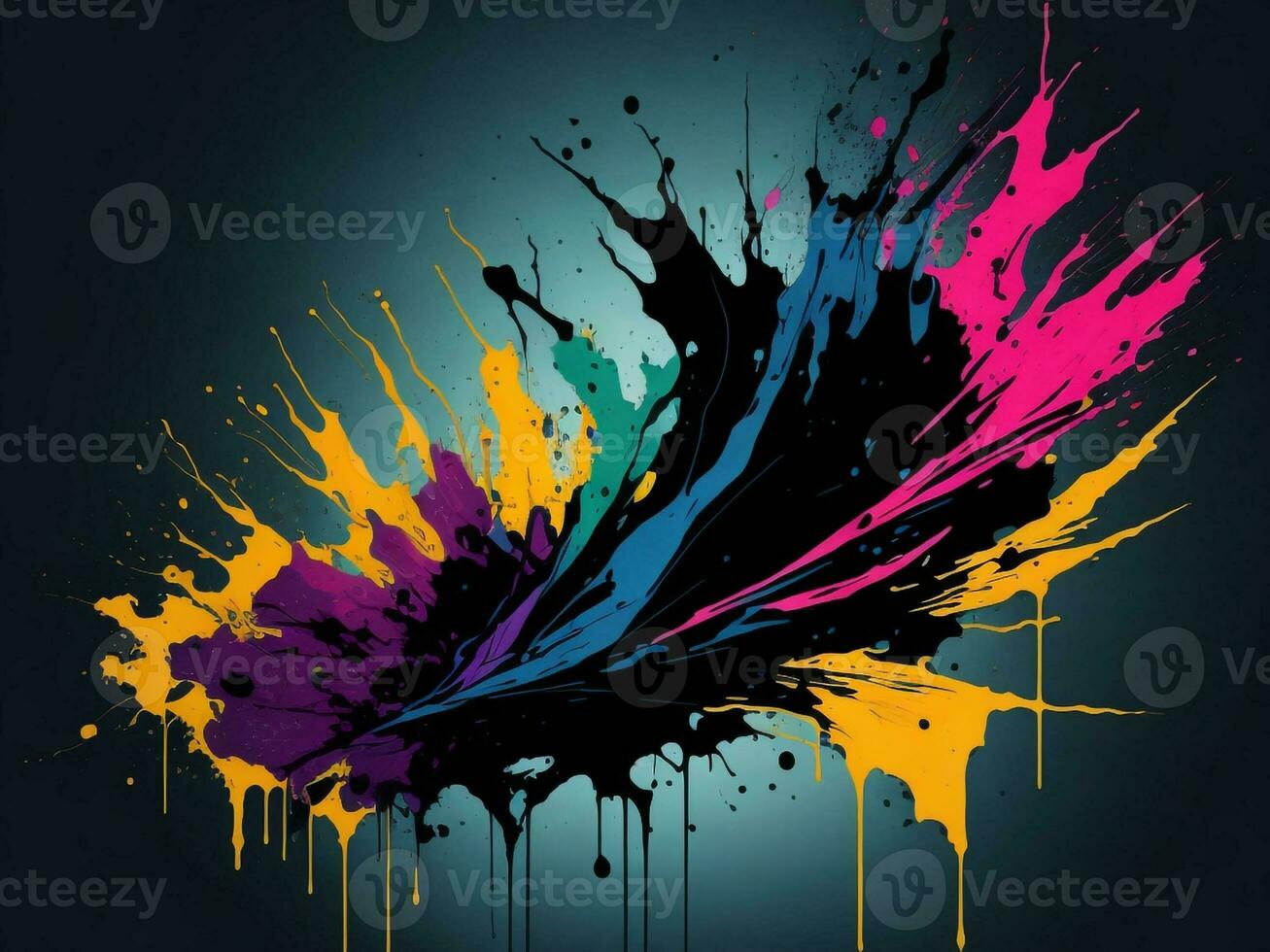 AI generated Abstract colorful splatter, paint, brush strokes watercolor, stain grunge isolated on clear background, colored spray, With different colors photo