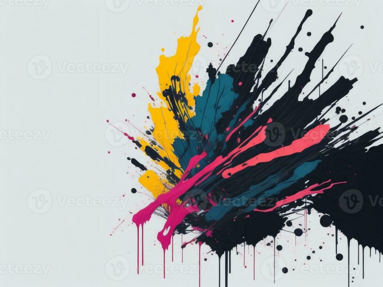 AI generated Abstract colorful splatter, paint, brush strokes watercolor, stain grunge isolated on clear background, colored spray, With different colors photo