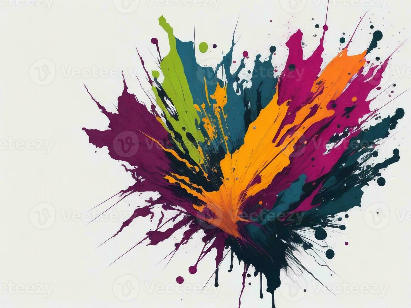 AI generated Abstract colorful splatter, paint, brush strokes watercolor, stain grunge isolated on clear background, colored spray, With different colors photo