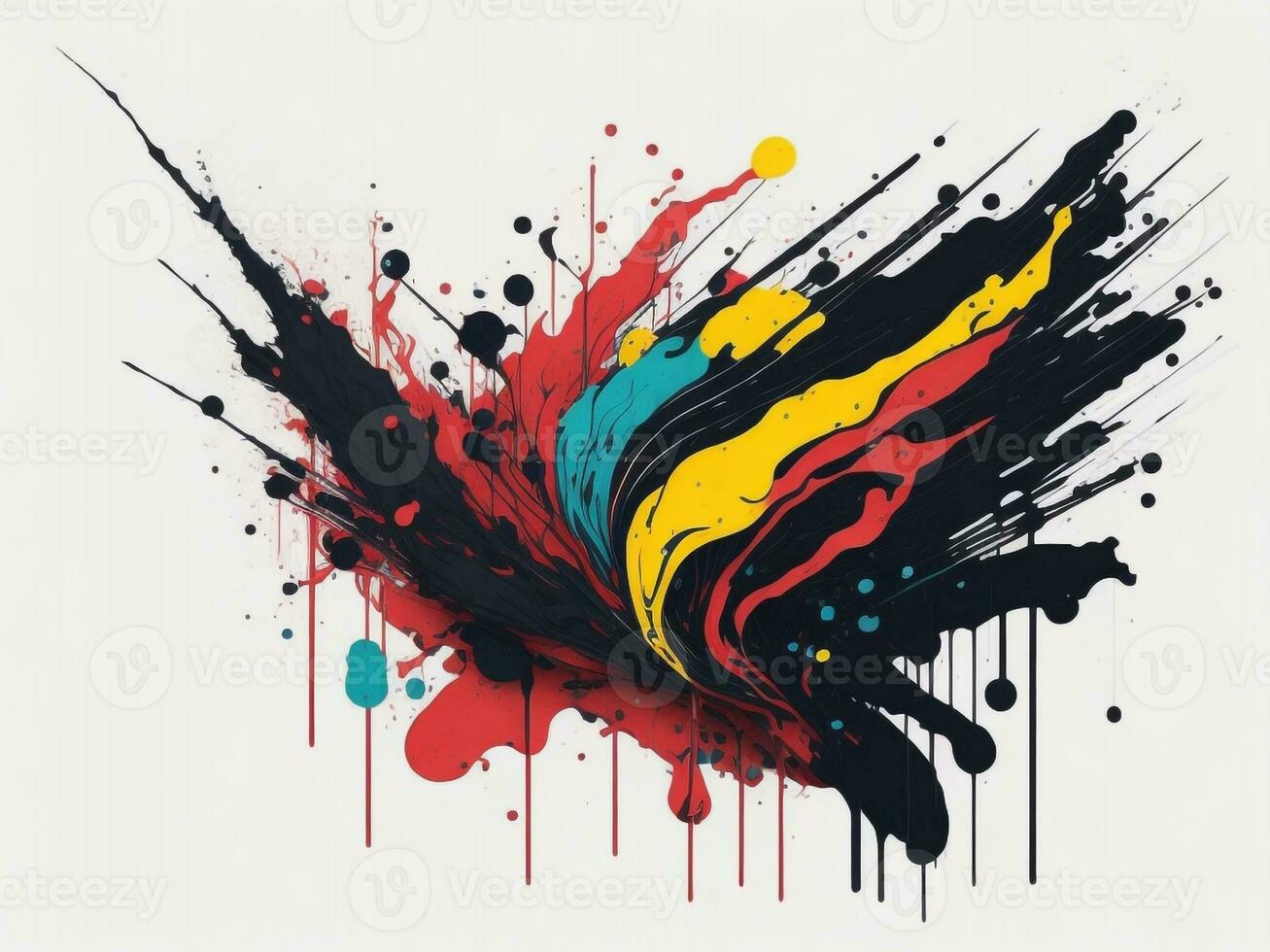 AI generated Abstract colorful splatter, paint, brush strokes watercolor, stain grunge isolated on clear background, colored spray, With different colors photo