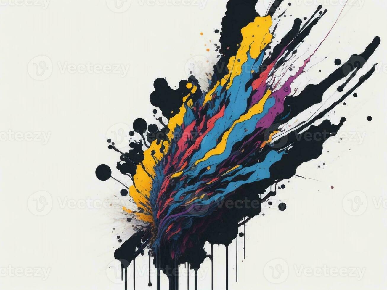 AI generated Abstract colorful splatter, paint, brush strokes watercolor, stain grunge isolated on clear background, colored spray, With different colors photo