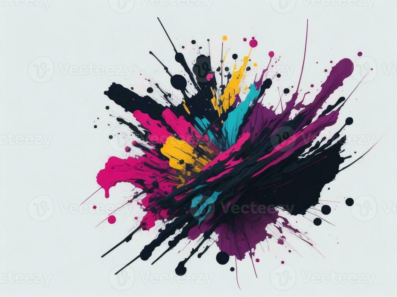 AI generated Abstract colorful splatter, paint, brush strokes watercolor, stain grunge isolated on clear background, colored spray, With different colors photo