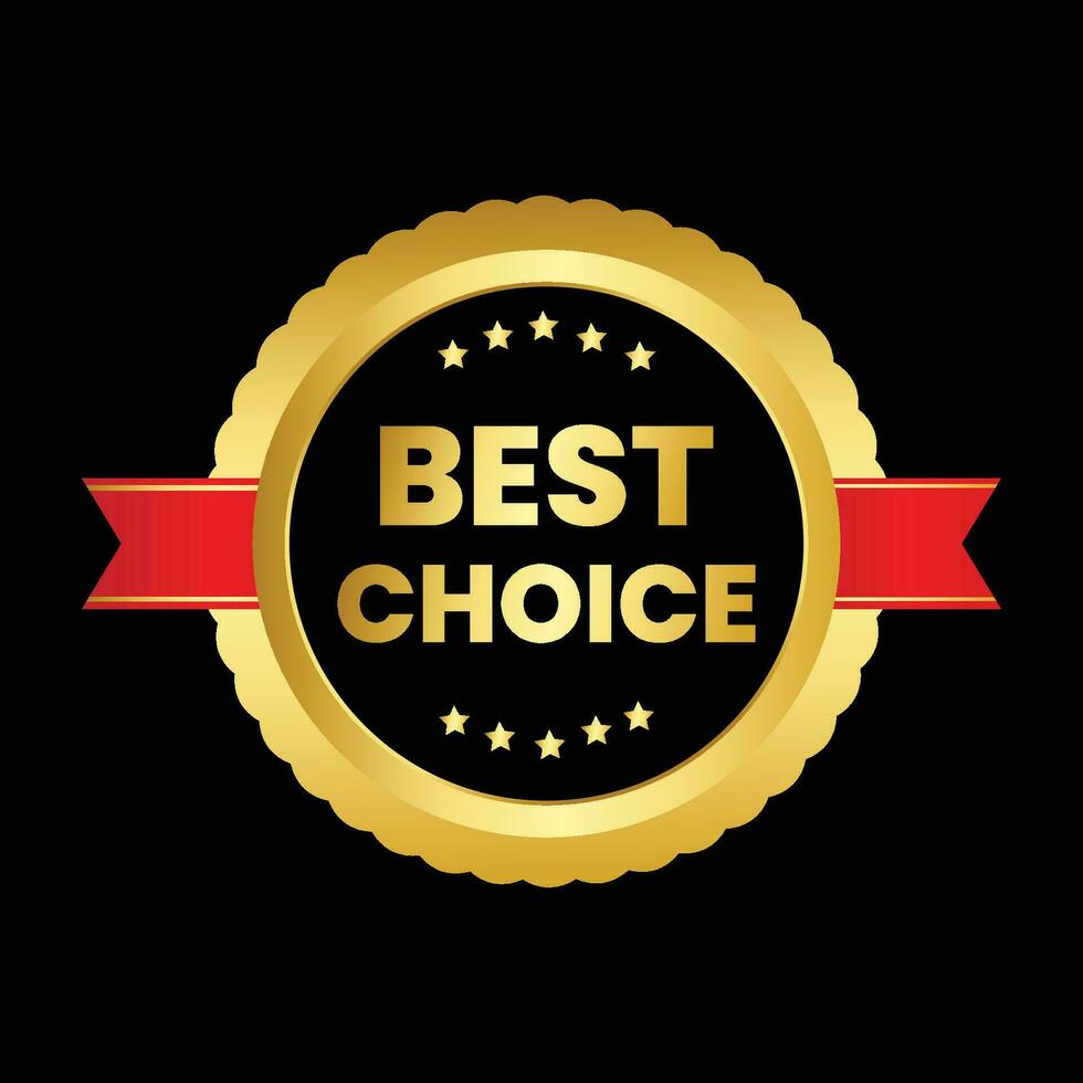 vector best choice golden label badge and glossy metal