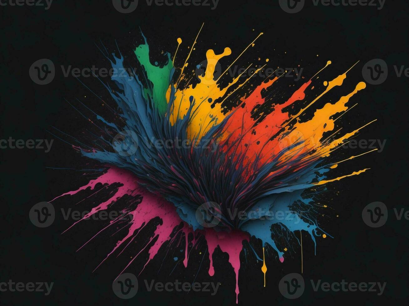 AI generated Abstract colorful splatter, paint, brush strokes watercolor, stain grunge isolated on clear background, colored spray, with different colors photo