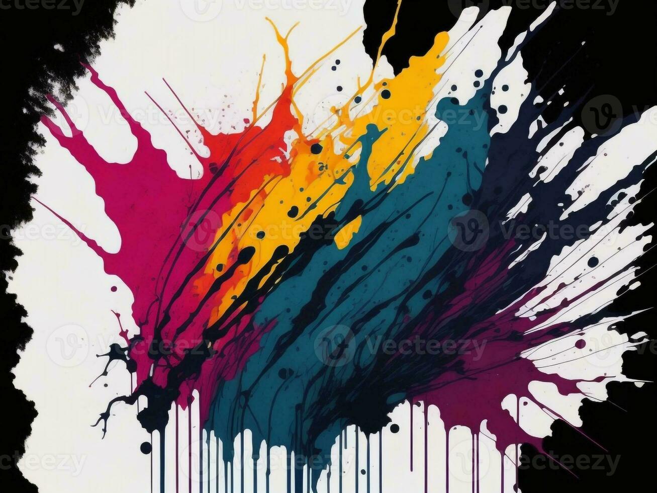 AI generated Abstract colorful splatter, paint, brush strokes watercolor, stain grunge isolated on clear background, colored spray, with different colors photo