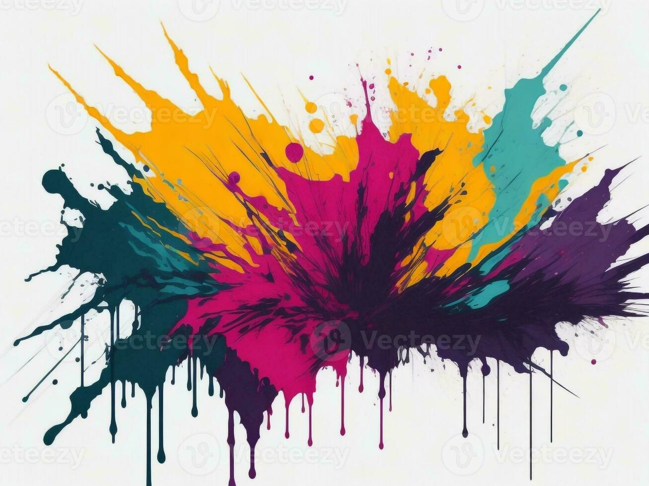 AI generated Abstract colorful splatter, paint, brush strokes watercolor, stain grunge isolated on clear background, colored spray, with different colors photo