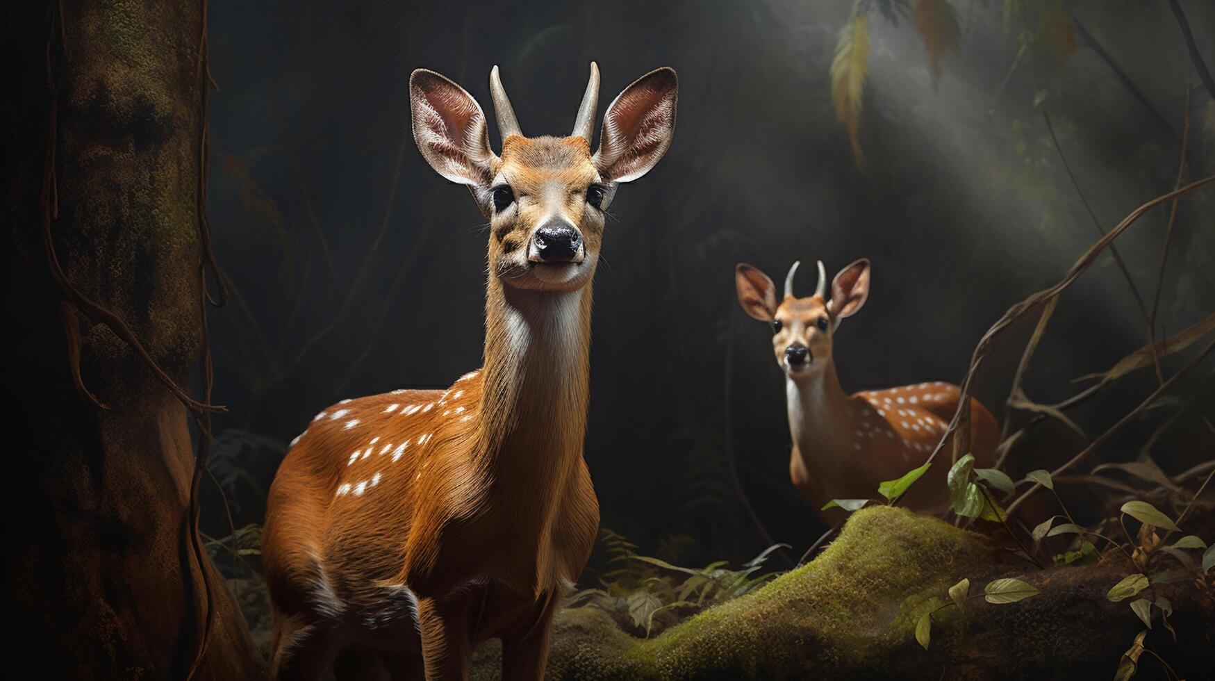 AI generated Barking deer natura animal wallpaper background photo