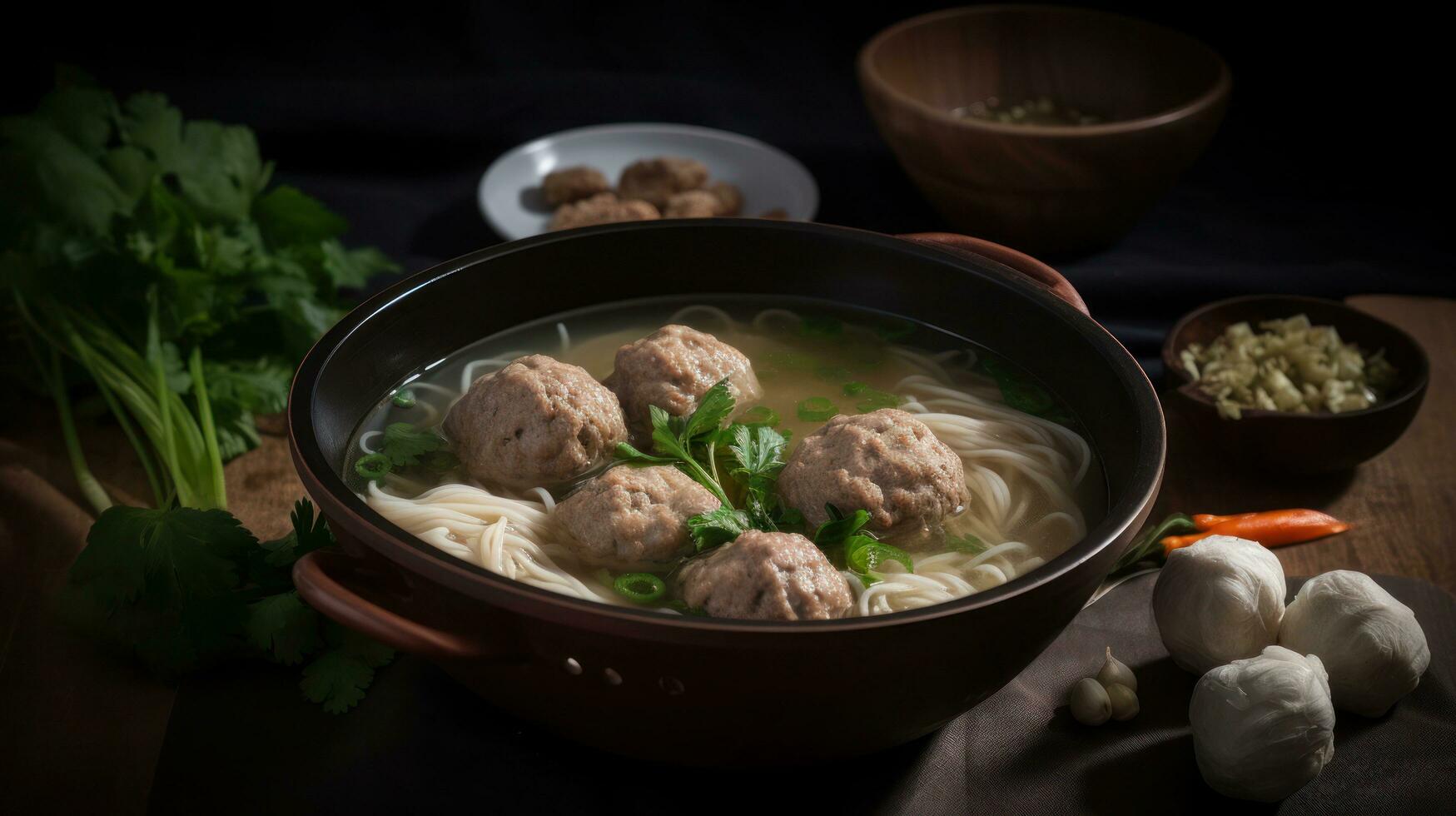 AI generated Tasty tofu soba noodles from Asia photo