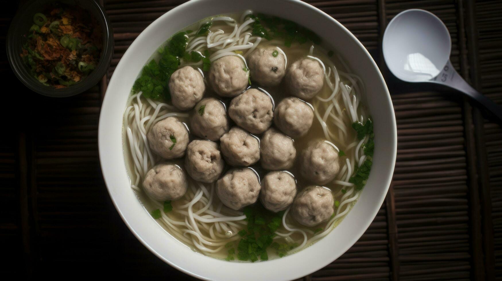 AI generated Tasty tofu soba noodles from Asia photo