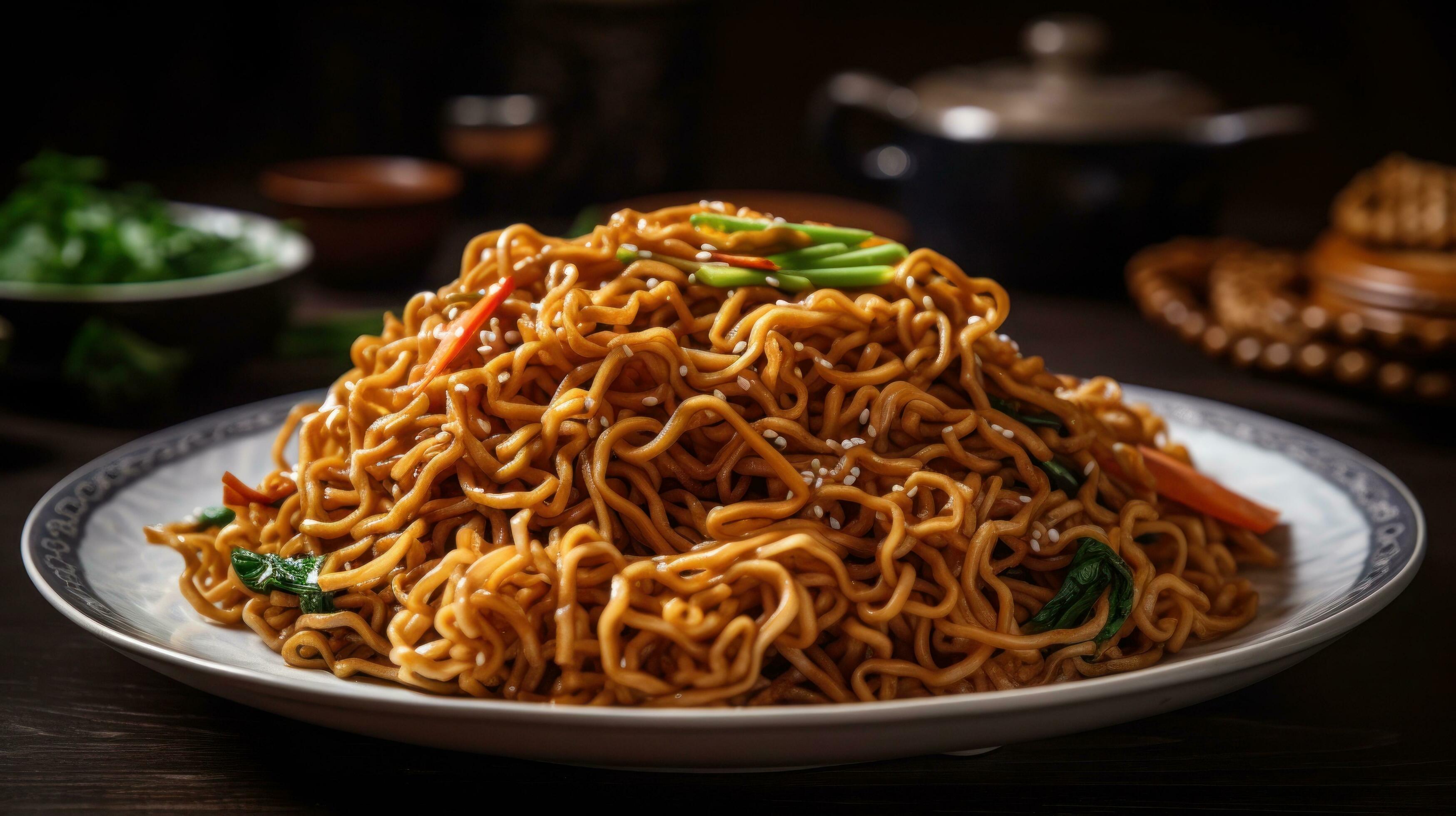 AI generated Tasty tofu soba noodles from Asia 35139990 Stock Photo at