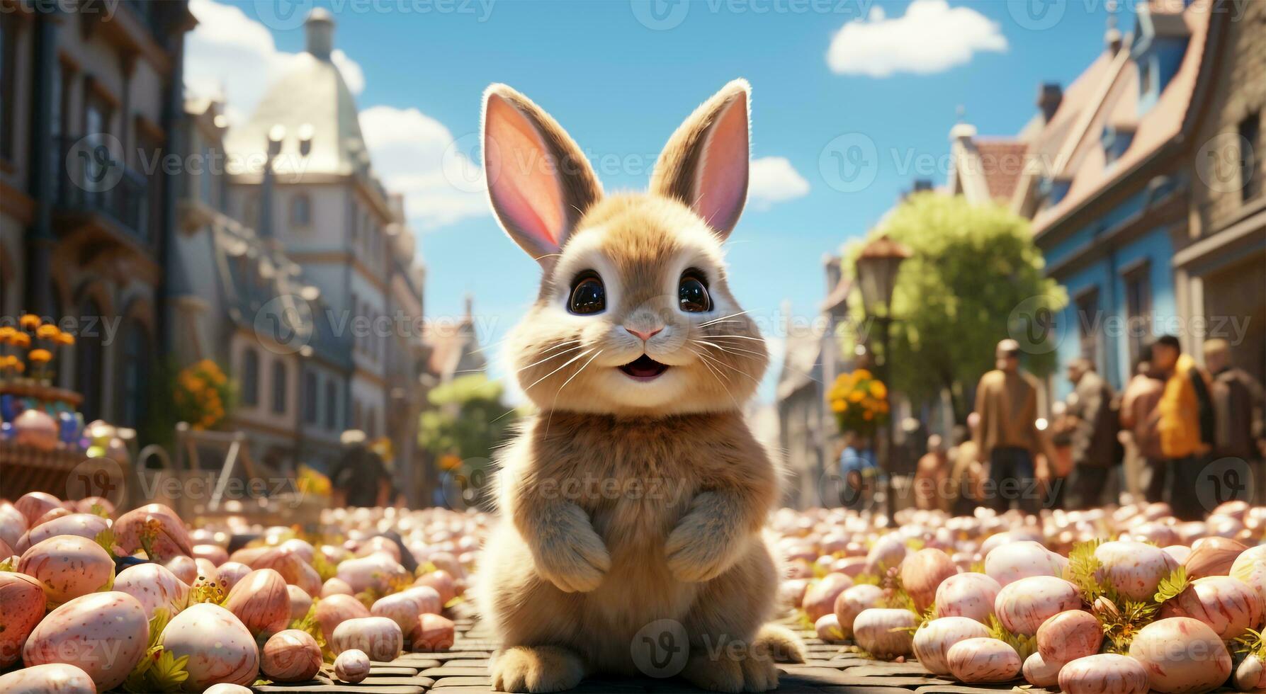 AI generated View of Easter Rabbit Standing in the Season Spring Day photo