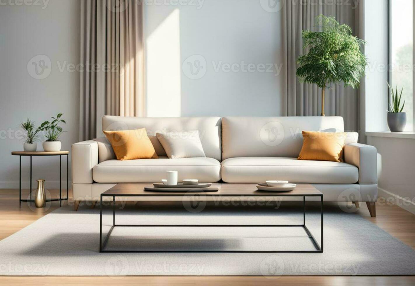 AI generated Modern living room with sofa. photo