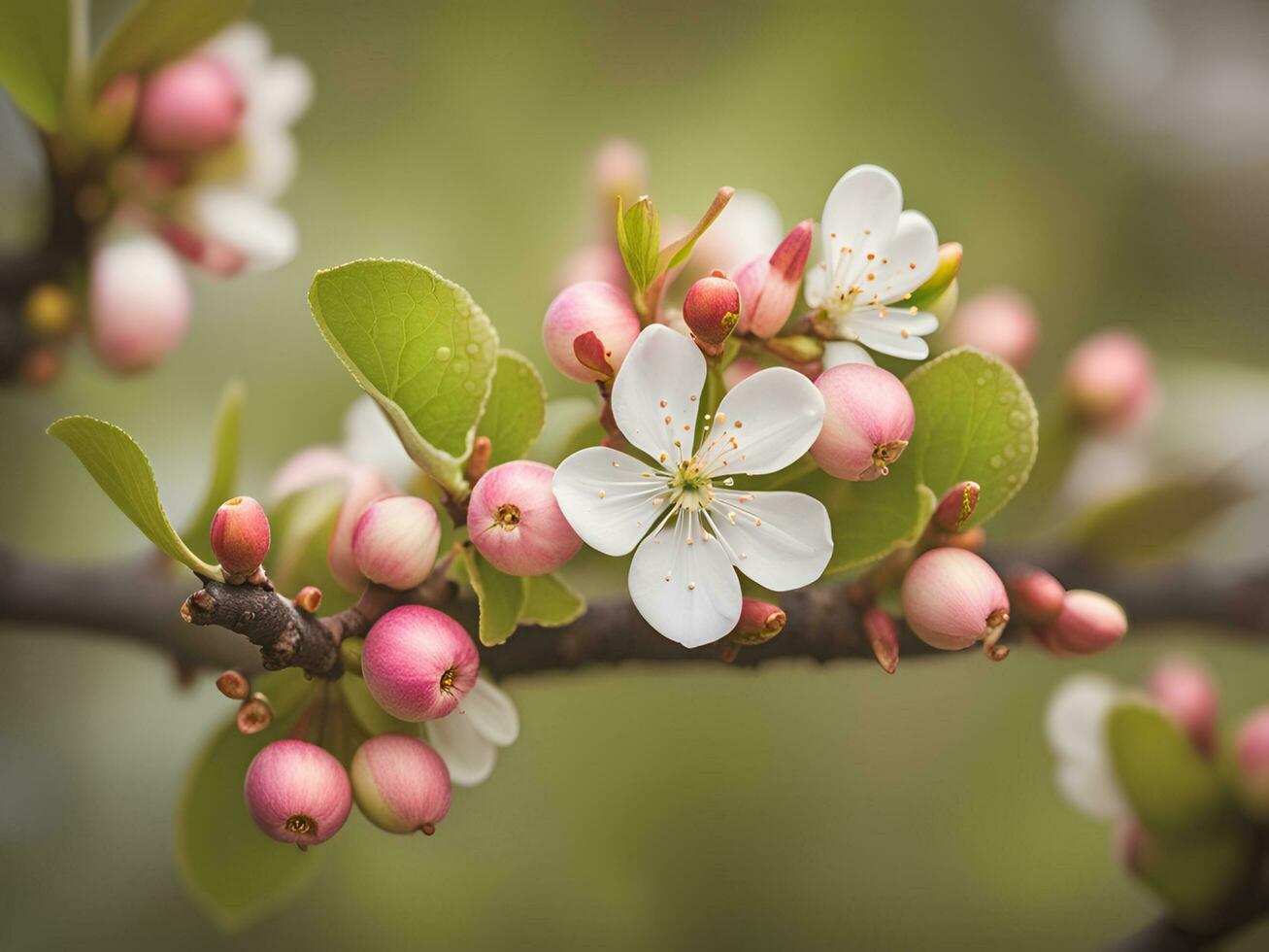 ai generado de cerca de un floreciente primavera árbol. foto