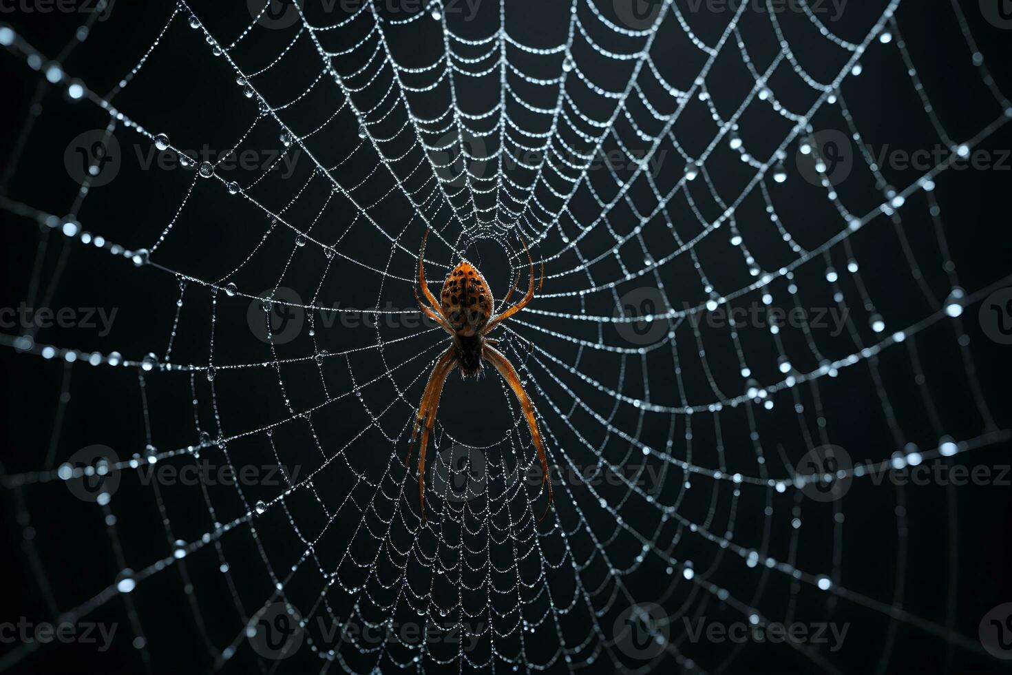 AI generated Spider Web Isolated in Black Background Ai Generative photo