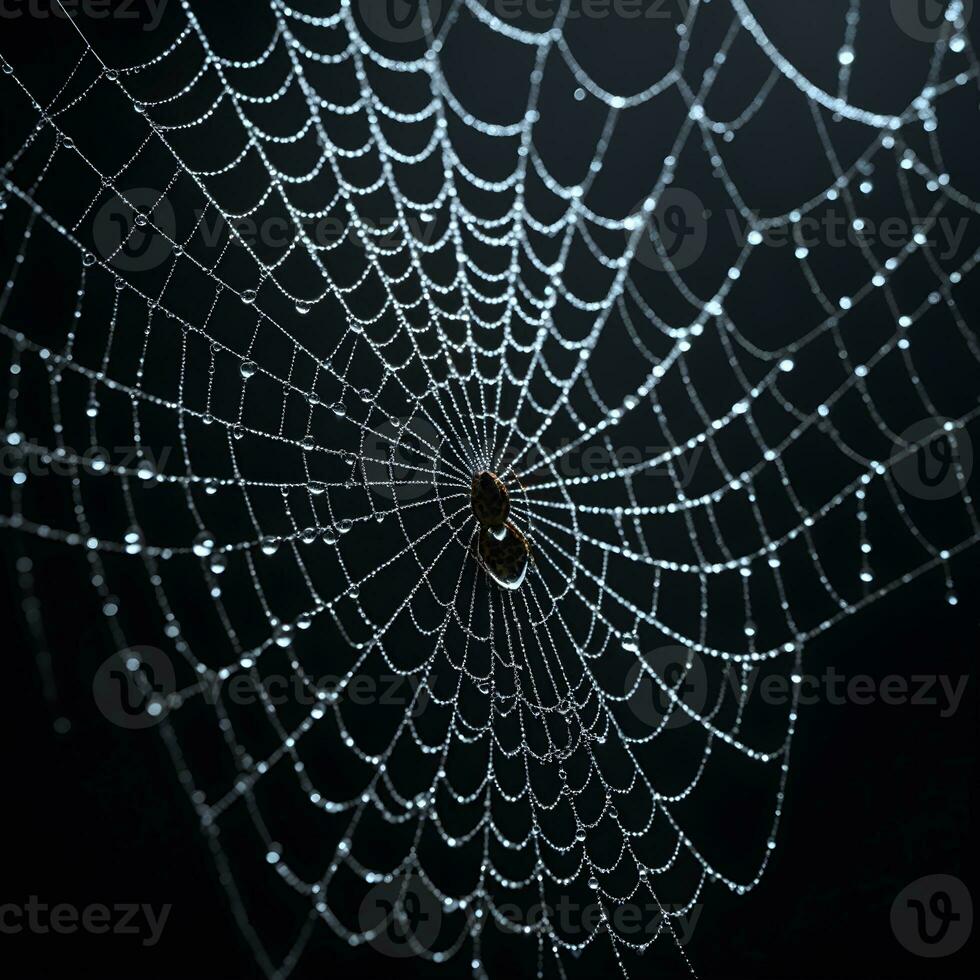 AI generated Spider Web Isolated in Black Background Ai Generative photo