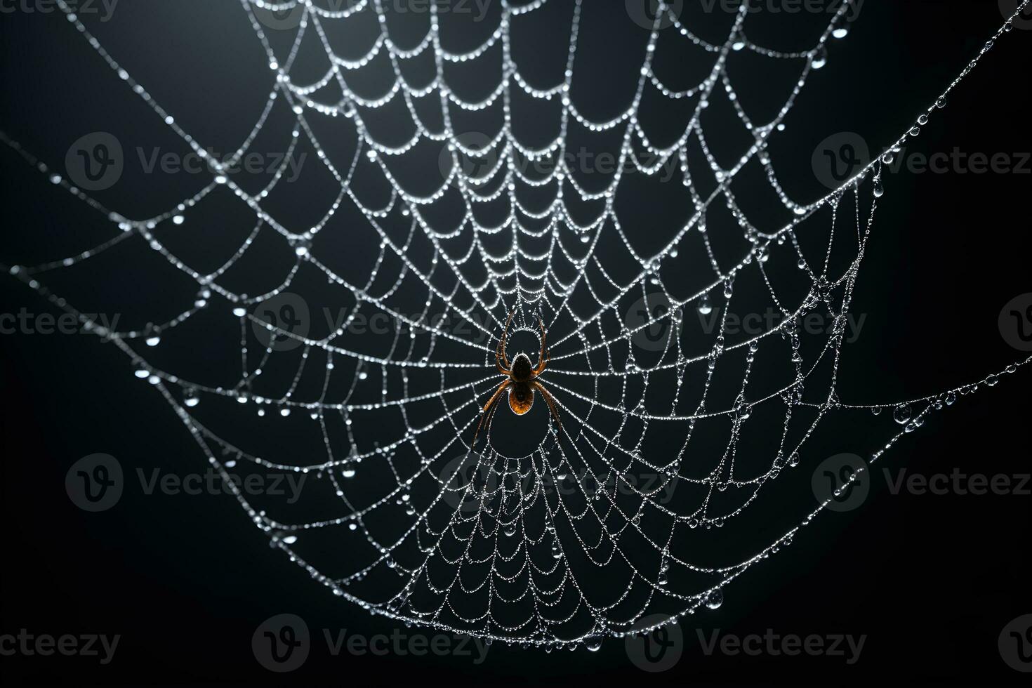 AI generated Spider Web Isolated in Black Background Ai Generative photo