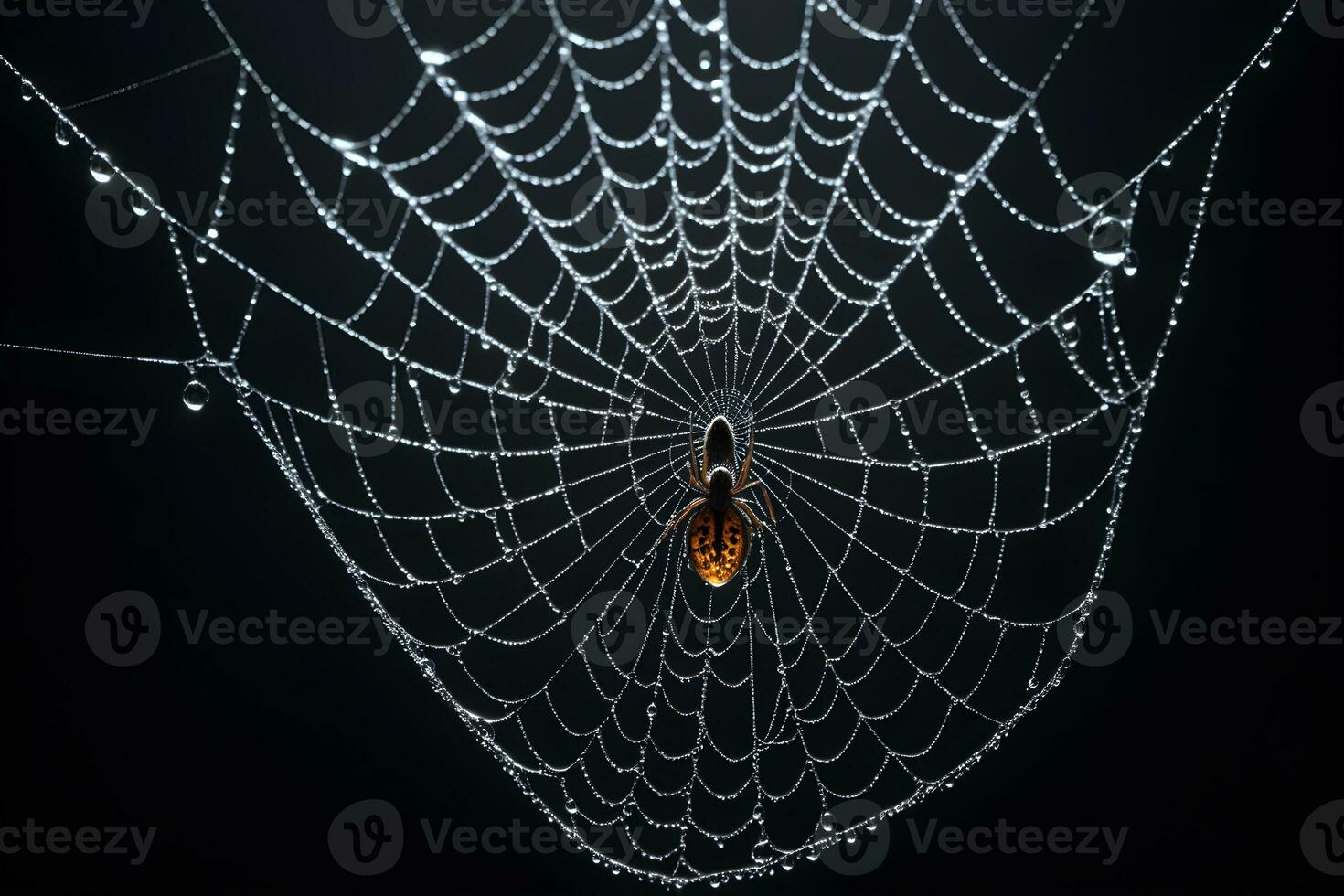 AI generated Spider Web Isolated in Black Background Ai Generative photo
