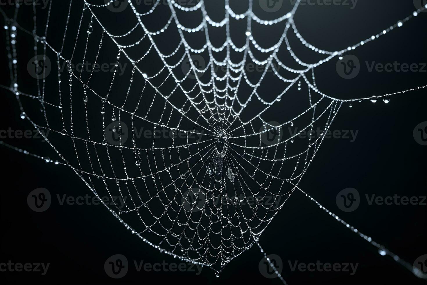 AI generated Spider Web Isolated in Black Background Ai Generative photo