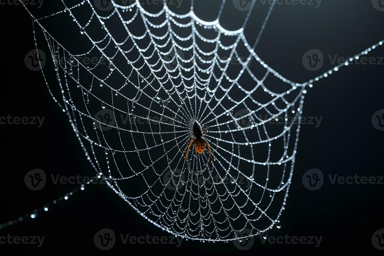AI generated Spider Web Isolated in Black Background Ai Generative photo