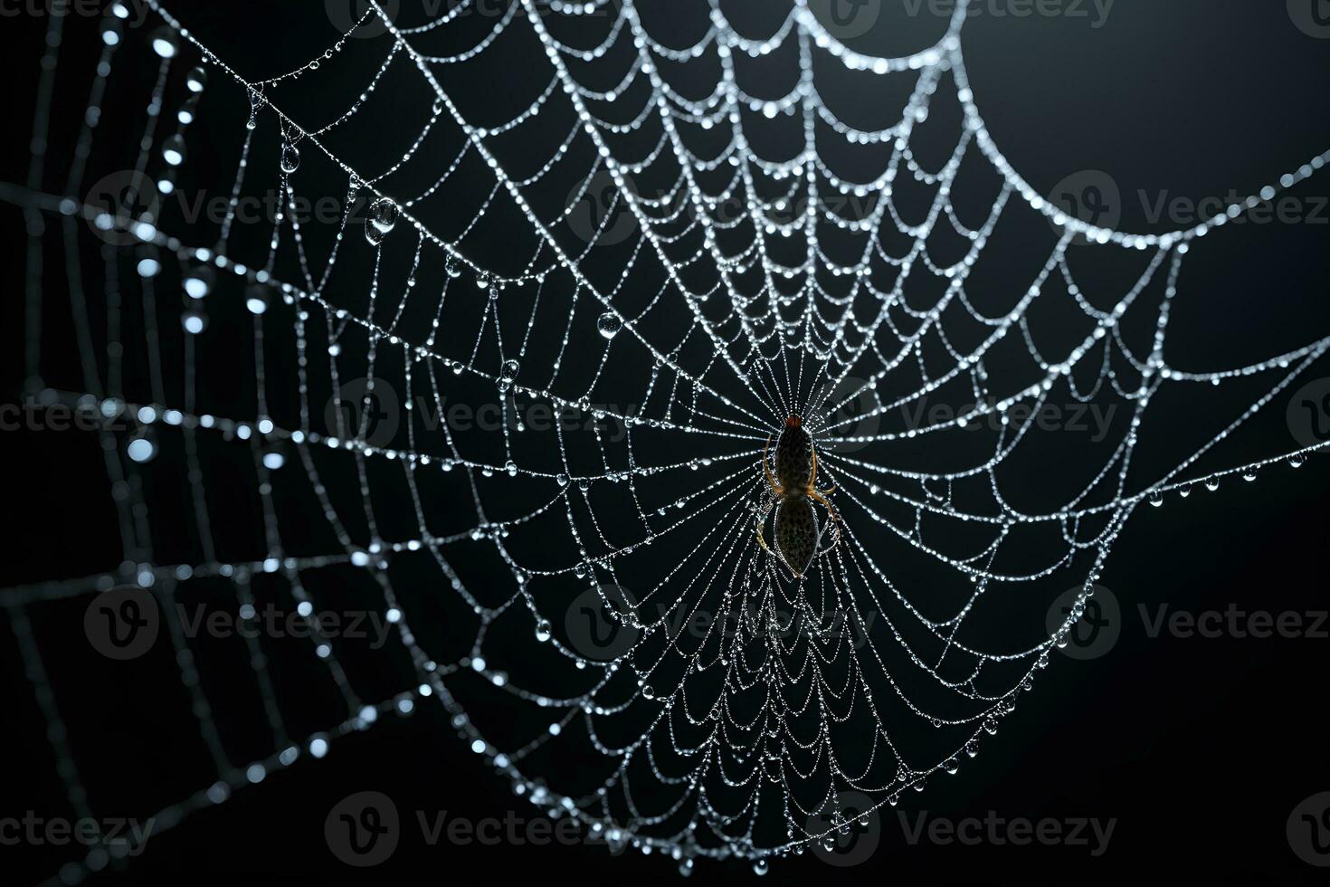 AI generated Spider Web Isolated in Black Background Ai Generative photo