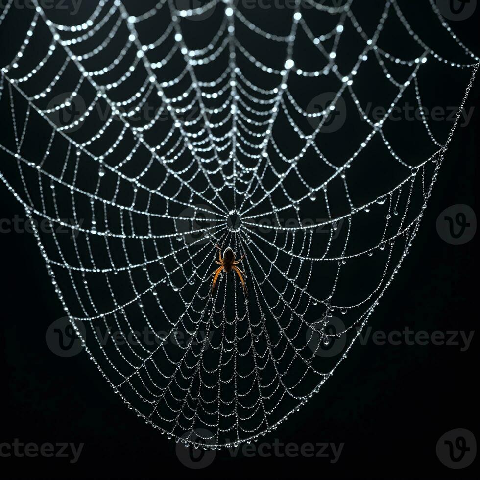 AI generated Spider Web Isolated in Black Background Ai Generative photo