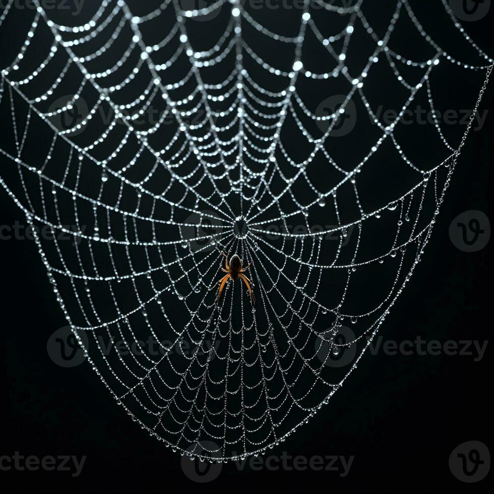 ai generado araña web aislado en negro antecedentes ai generativo foto