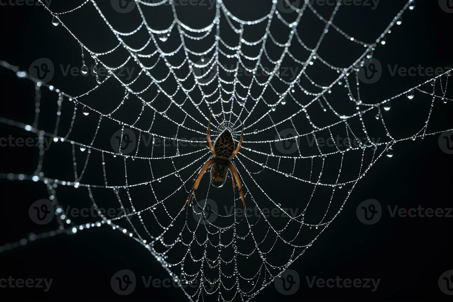 AI generated Spider Web Isolated in Black Background Ai Generative photo