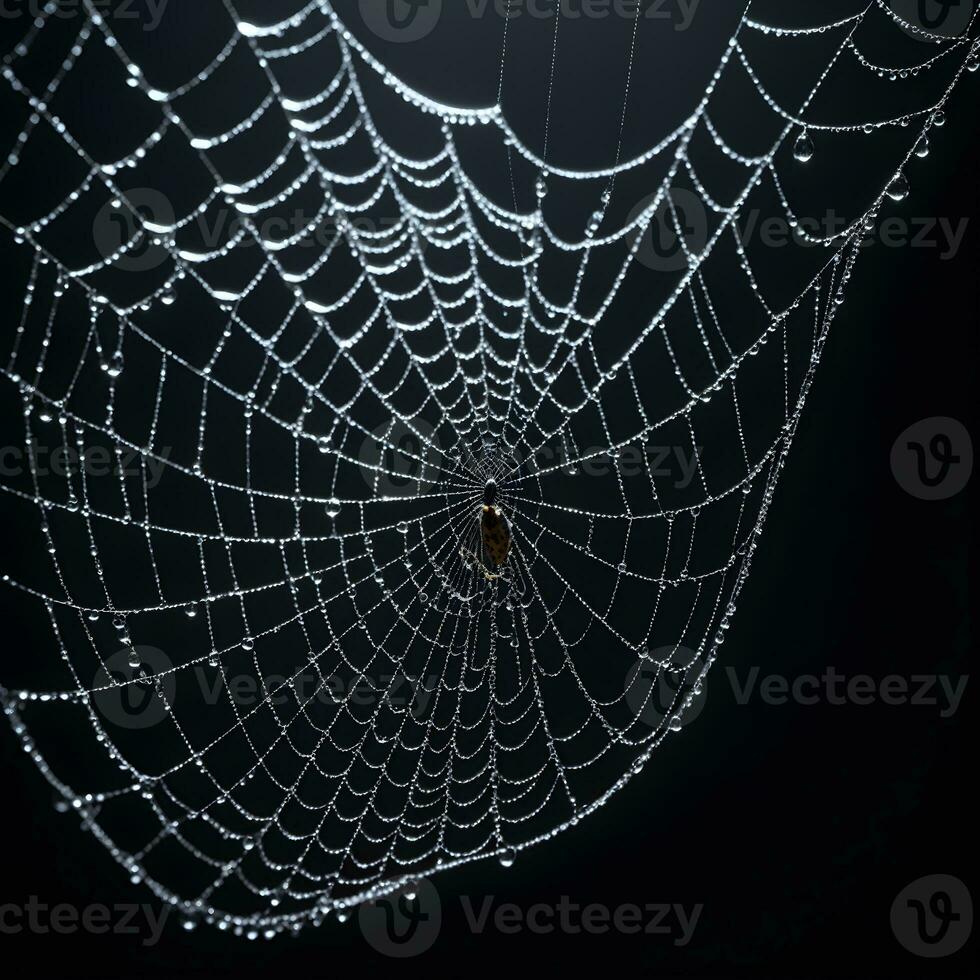 ai generado araña web aislado en negro antecedentes ai generativo foto